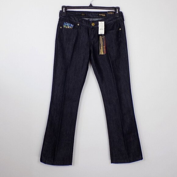 Express Jeans Regular Fit Low Rise Boot Cut Size 2 Sparkly Sequins Stella - Picture 1 of 10